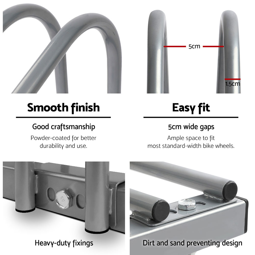 Weisshorn 6 Bike Stand Rack Bicycle Storage Floor Parking Holder Cycling Silver - Image 5