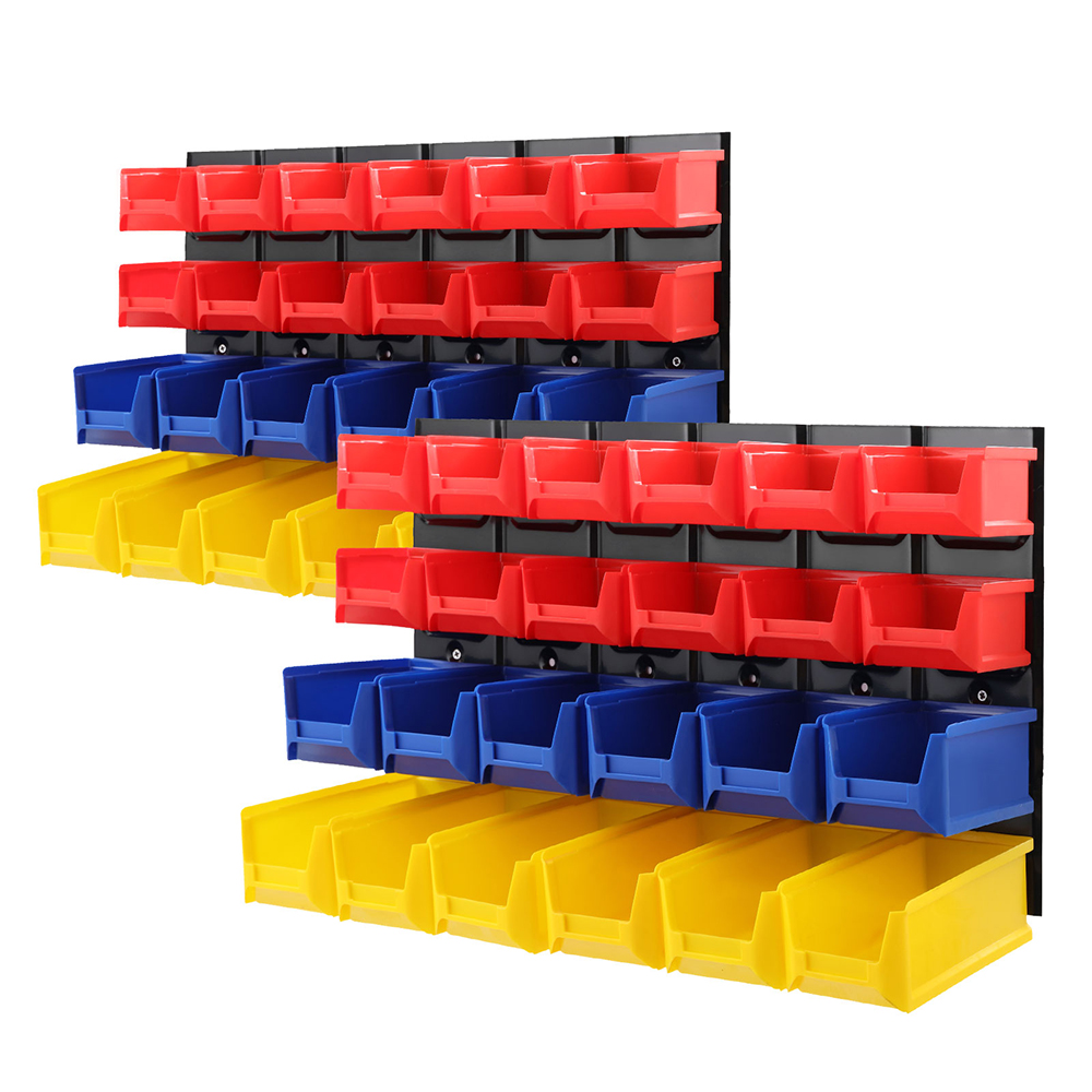 Giantz 48 Storage Bin Rack Wall Mounted Peg Board - Image 1