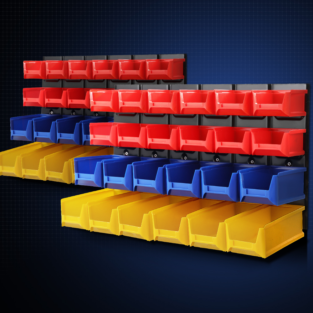 Giantz 48 Storage Bin Rack Wall Mounted Peg Board - Image 8
