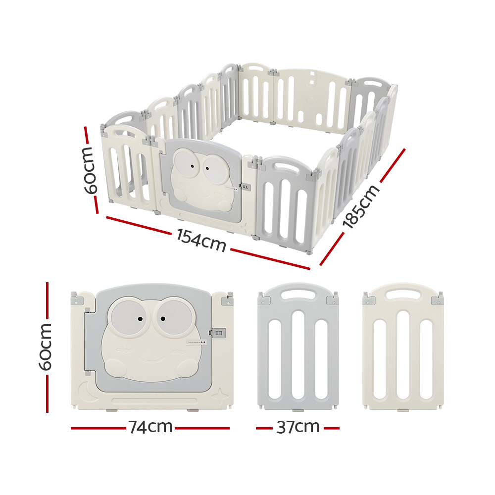 Keezi Baby Playpen 16 Panels Foldable Toddler Fence Safety Play Activity Centre - Image 2