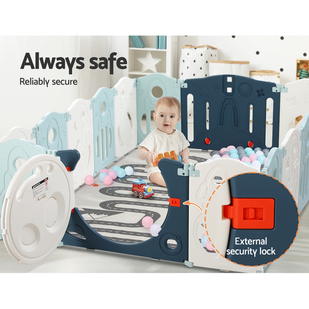Keezi Baby Playpen 16 Panels Foldable Toddler Fence Safety Play Activity Barrier - Image 5