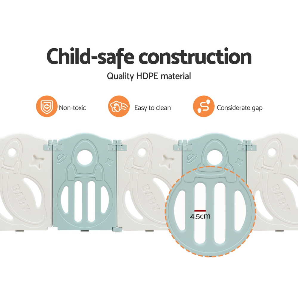 Keezi Baby Playpen 16 Panels Foldable Toddler Fence Safety Play Activity Barrier - Image 6
