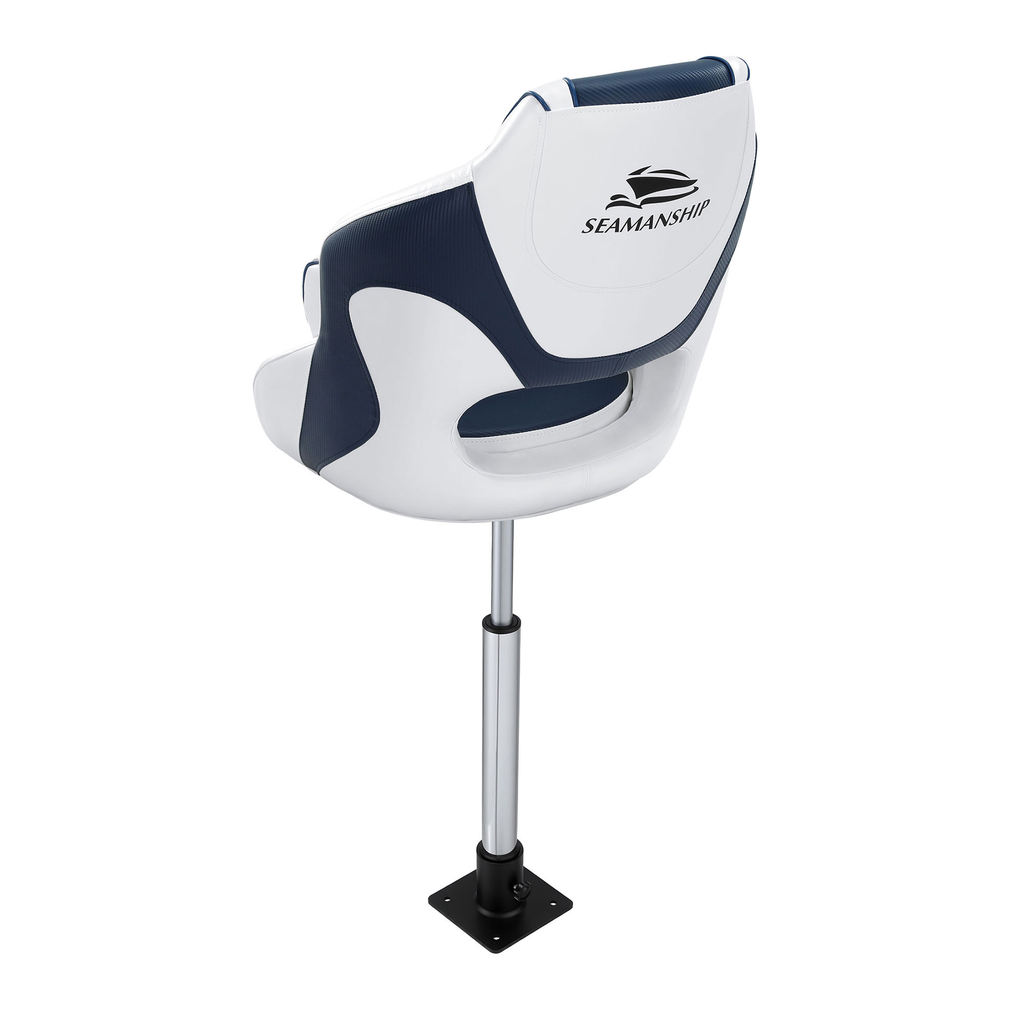Seamanship Captain Bucket Boat Seats Flip Up Bolster Swivel 15cm Padding with Adjustable Pedestals 55–75cm Blue - Image 3