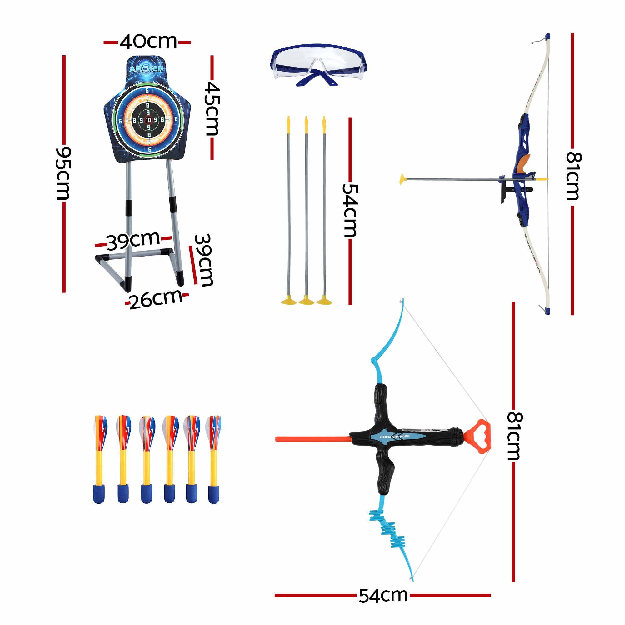 Keezi Kids Bow and Arrow Set Toy Archery Standing Target Suction Cup Arrows - Image 2