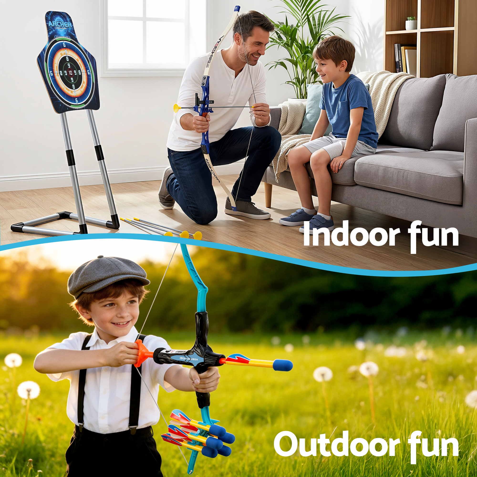 Keezi Kids Bow and Arrow Set Toy Archery Standing Target Suction Cup Arrows - Image 6