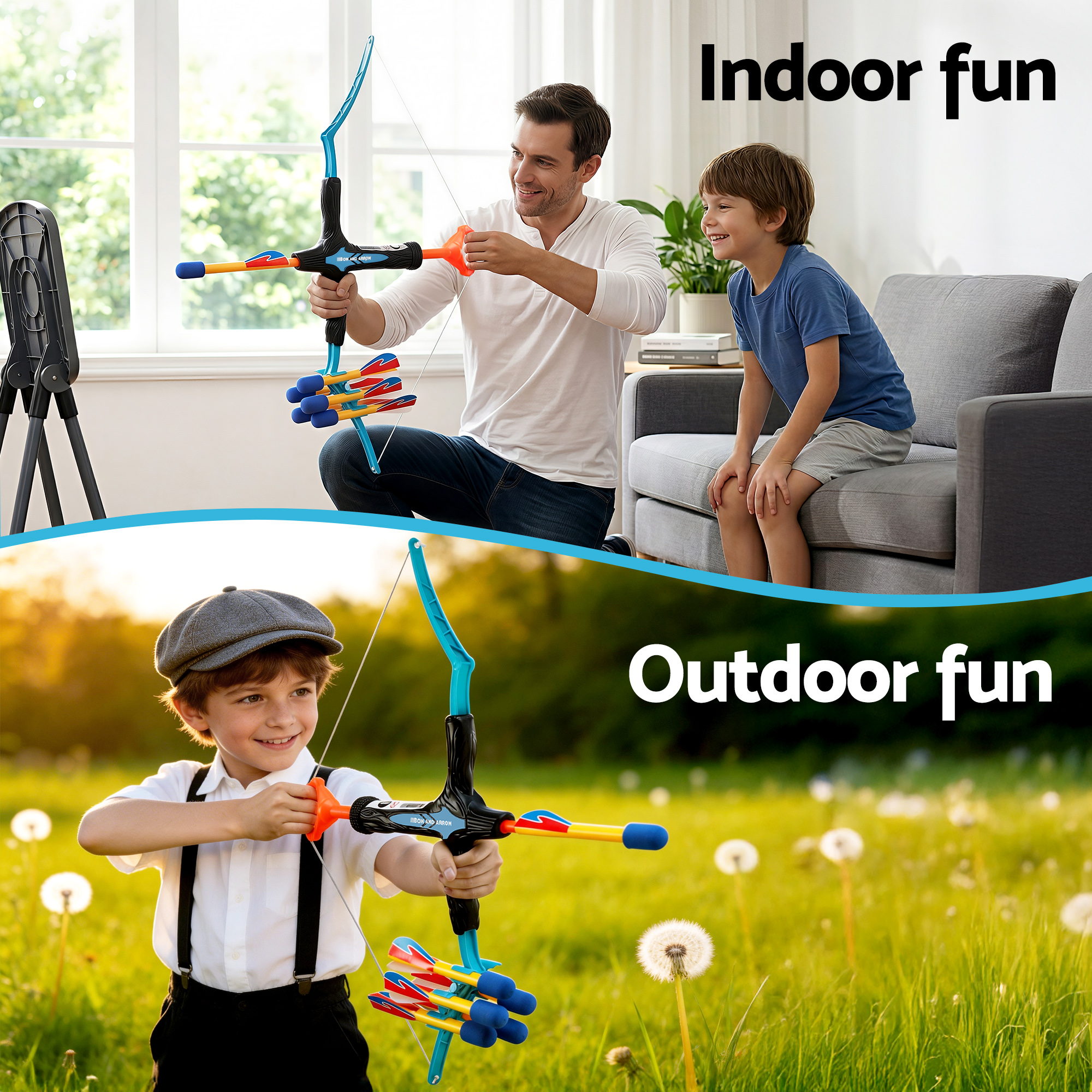 Keezi Kids Bow and Arrow Set Outdoor Sport Game Archery Toys 6 Arrows Children Gifts - Image 6