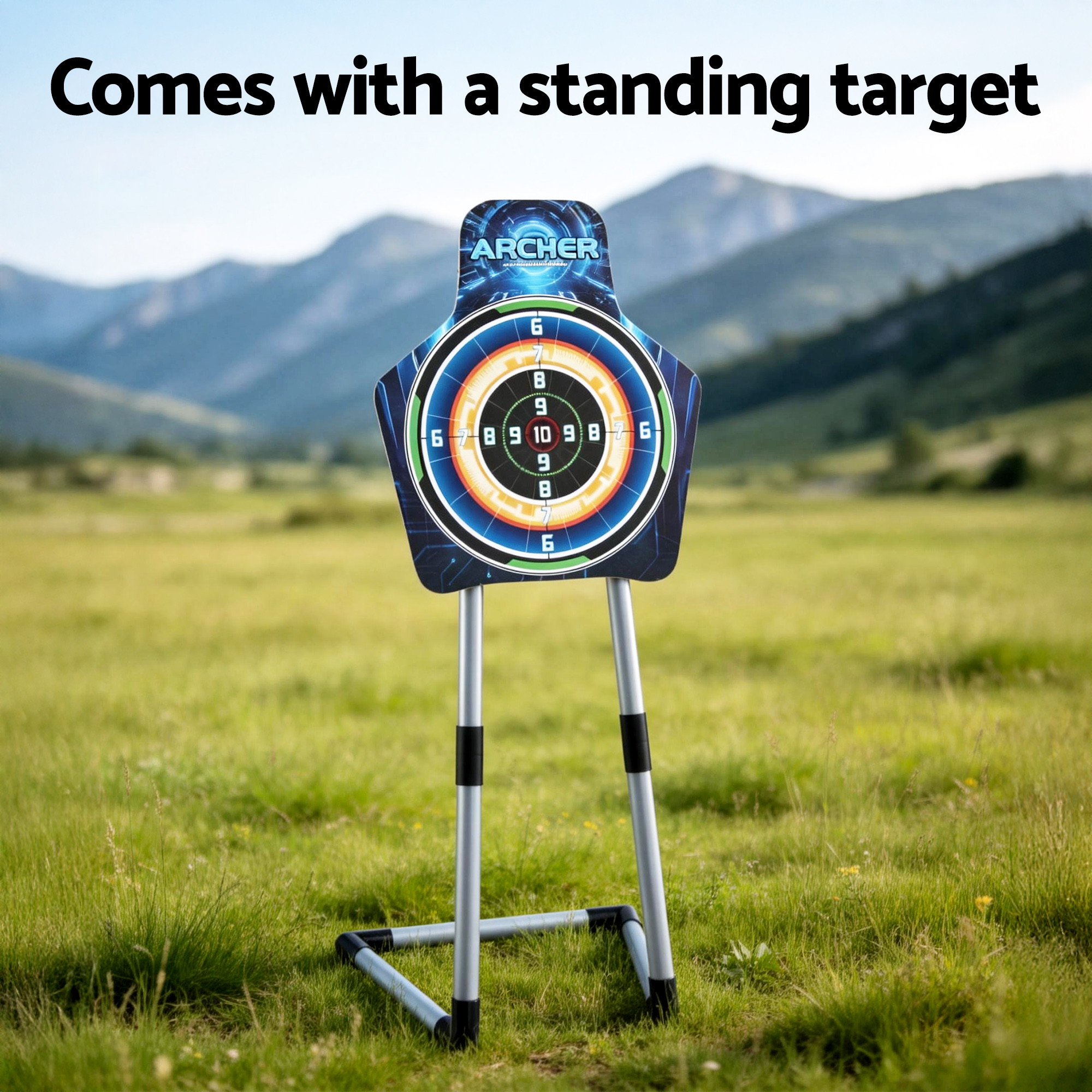 Keezi Kids Bow and Arrow Set Toy Archery Standing Target Suction Cup Arrows Goggles - Image 6