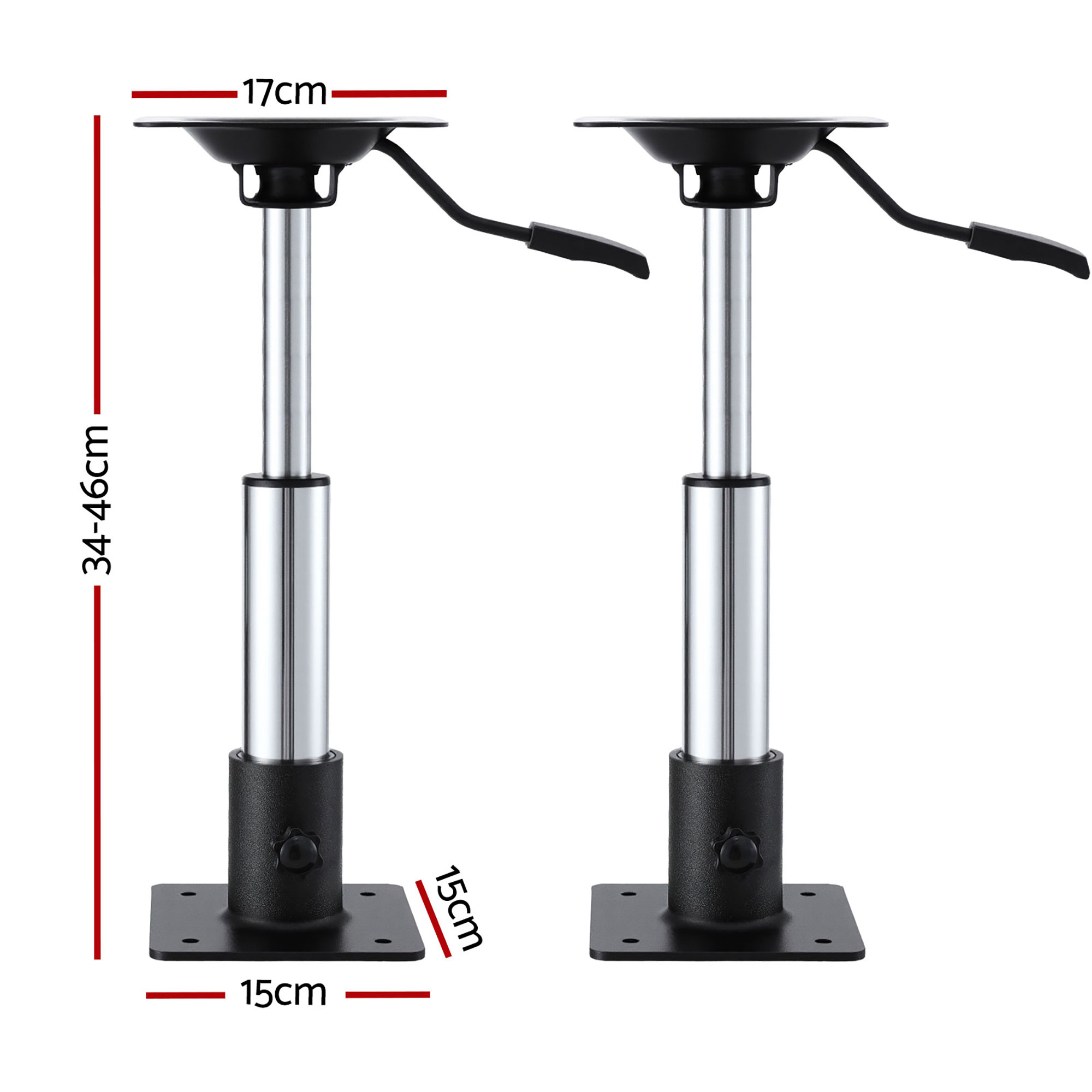 Seamanship Boat Seat Pedestal 34–46cm Adjustable Gas Lift 360 Degrees Swivel 2 Pack - Image 2