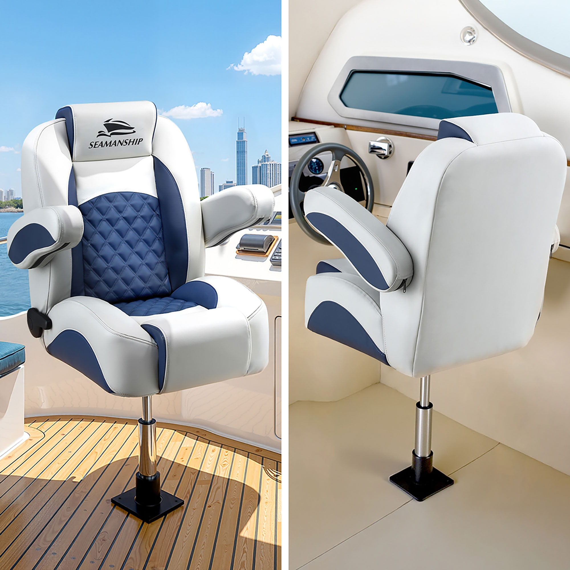 Seamanship Boat Seat Pedestal 34–46cm Adjustable Gas Lift 360 Degrees Swivel 2 Pack - Image 8