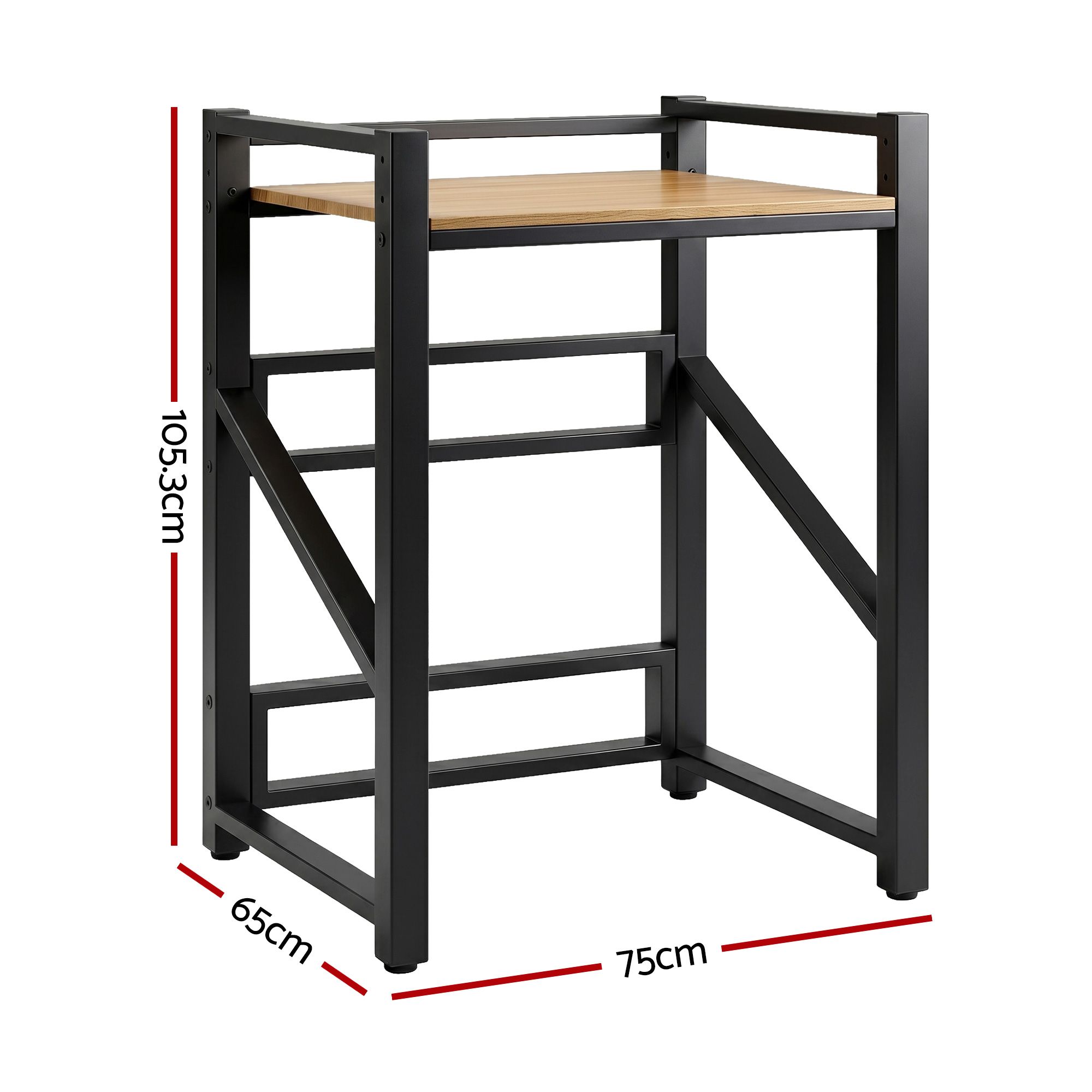 Artiss Over Washing Machine Rack Laundry Shelf Space Saver 75cm Black - Image 3