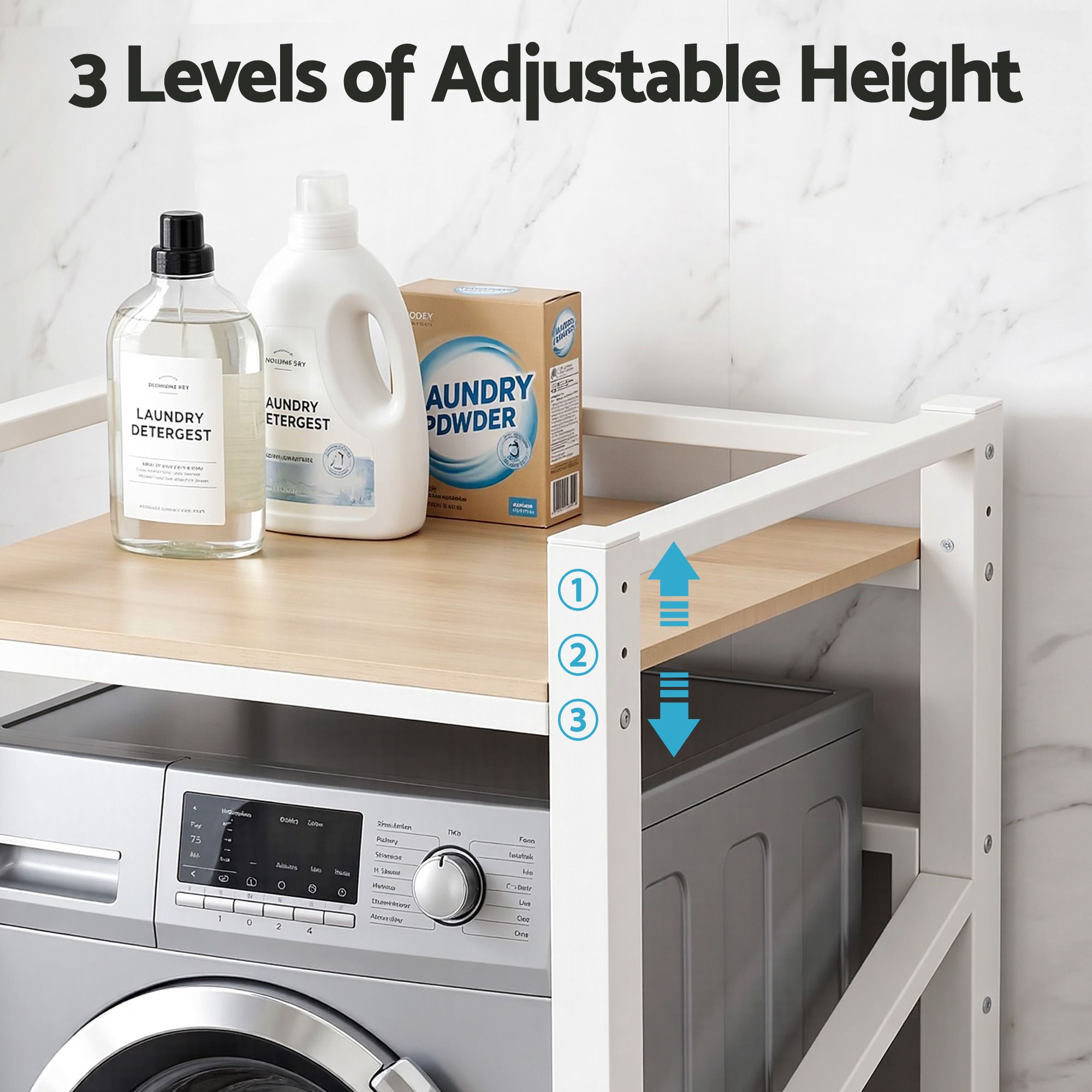 Artiss Over Washing Machine Rack Laundry Shelf Space Saver 75cm White - Image 7
