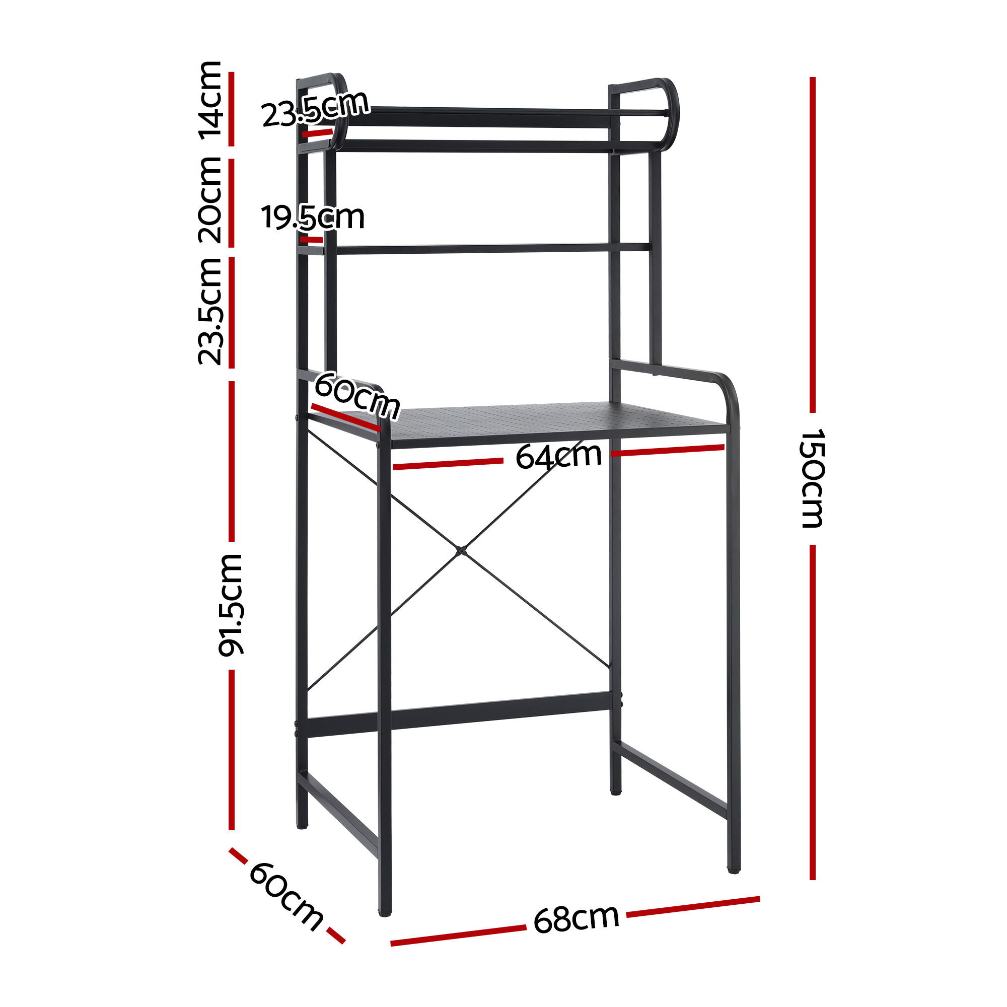 Artiss Bathroom Storage Shelf Over Washing Machine Toilet 3 Tier - Image 3