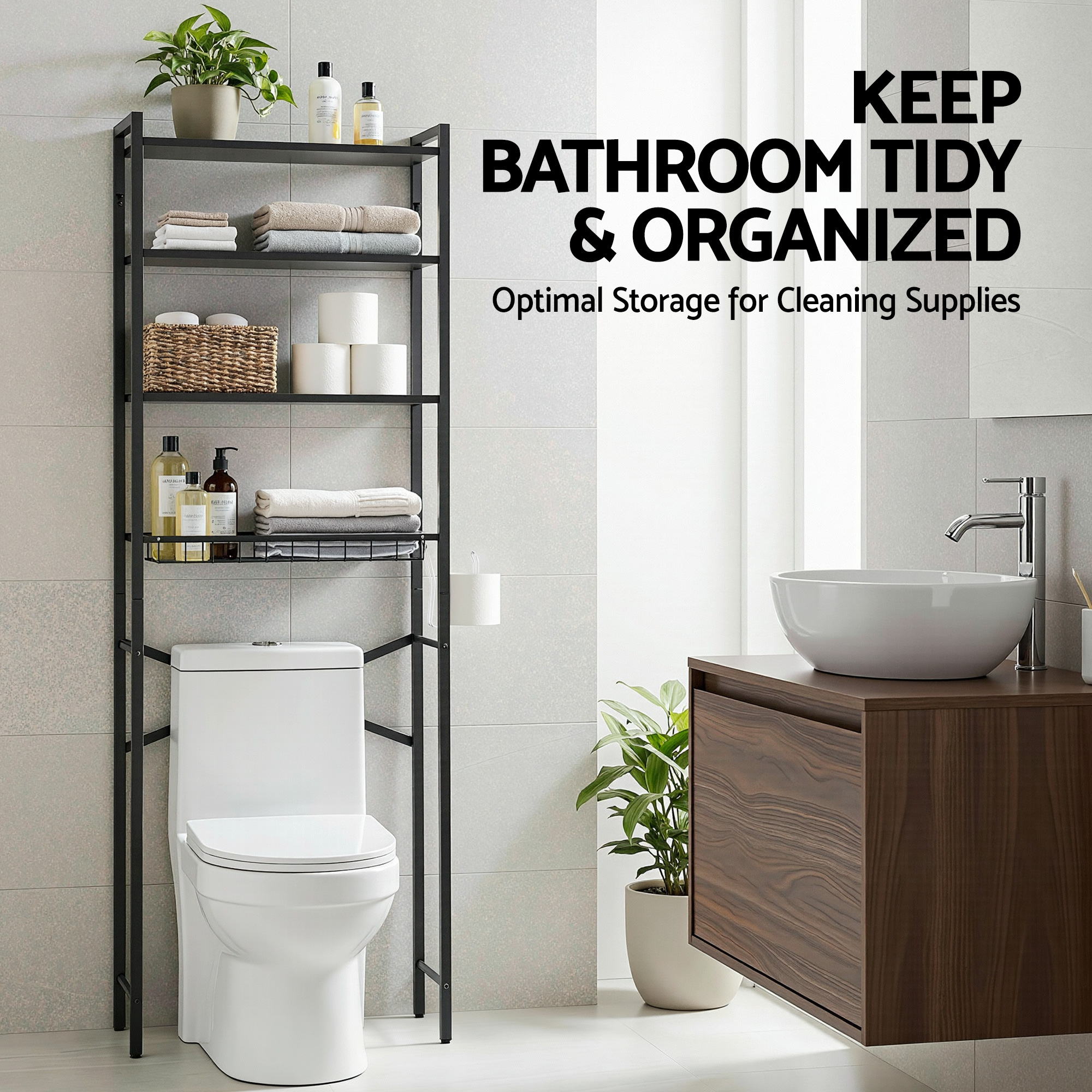 Artiss Over Toilet Bathroom Storage Rack Space Saving 4 Tier Organiser White - Image 5