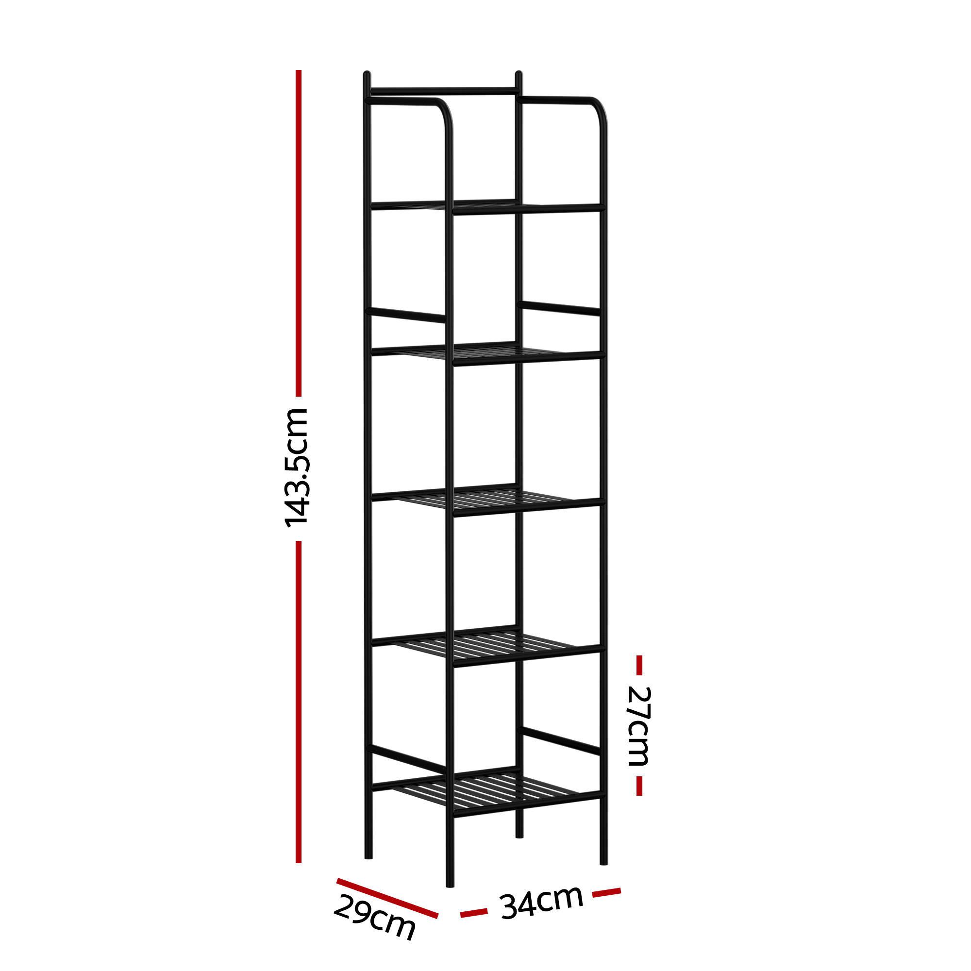 Artiss 2X Floor Standing Corner Shower Caddy 5 Tier Bathroom Organizer Black - Image 3