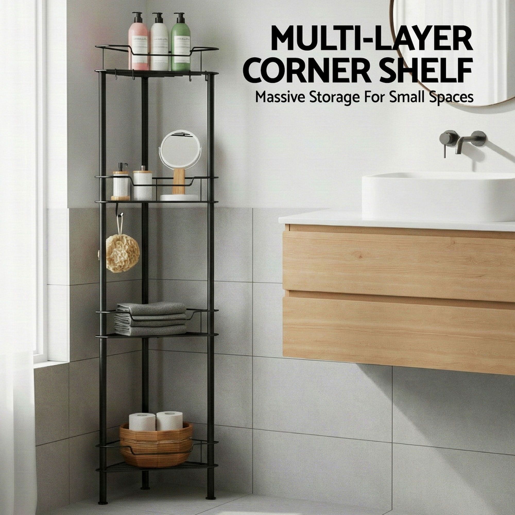 Artiss 2x Floor Standing Shower Caddy 4 Tier Rustproof Bathroom Storage - Image 5