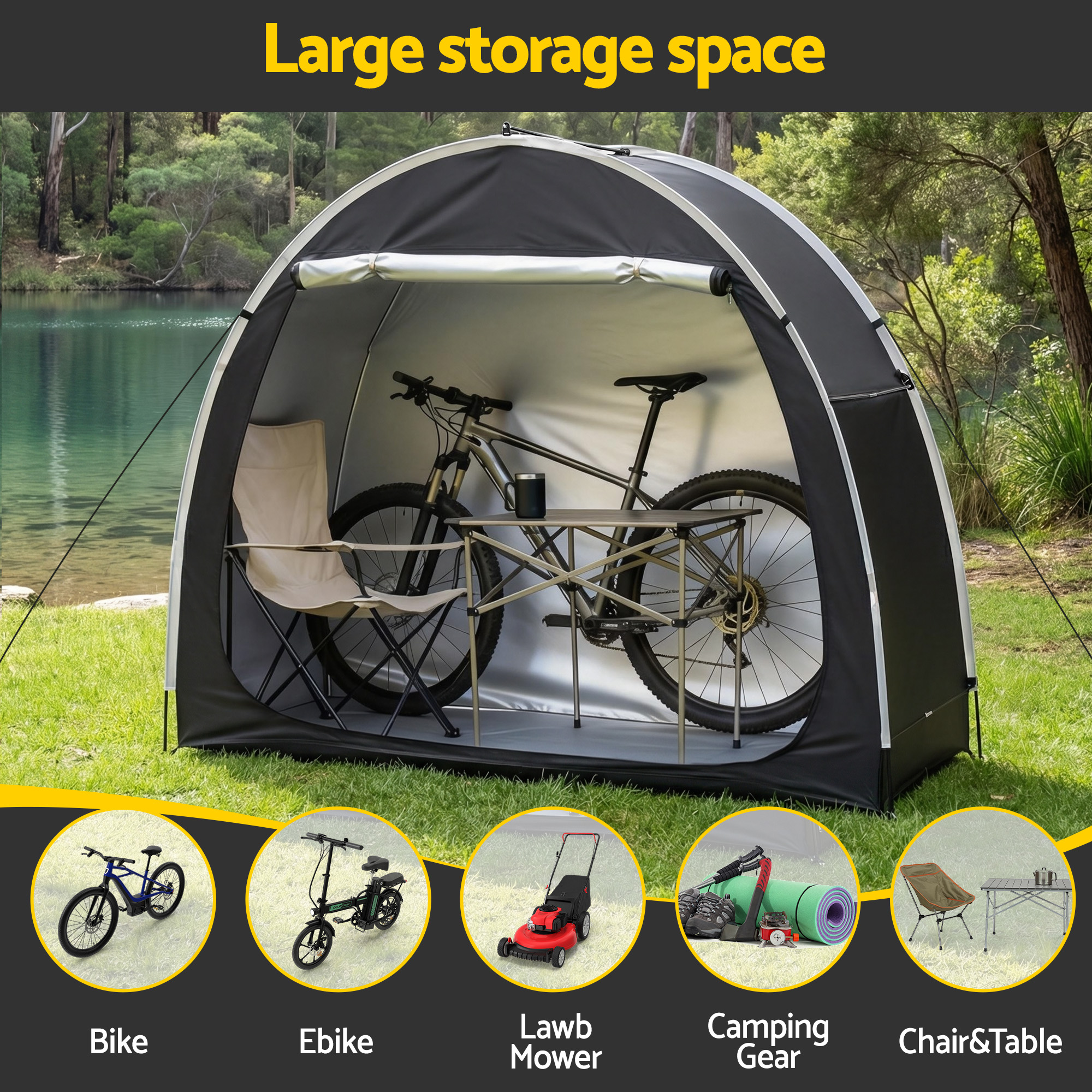 Giantz Bike Storage Tent Waterproof Outdoor UV Protection Shelter w/ Large Space - Image 5