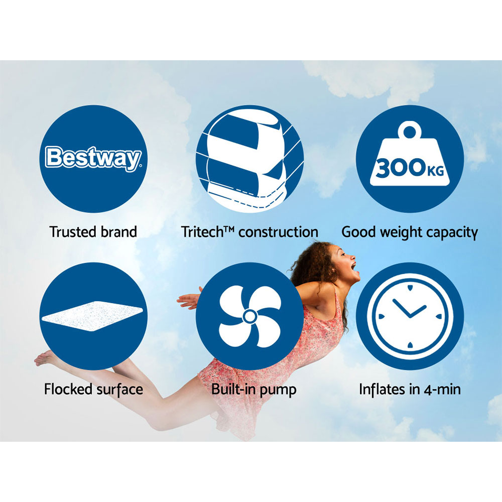 Bestway Air Bed Beds Mattress Premium Inflatable Built-in Pump Queen Size - Image 5