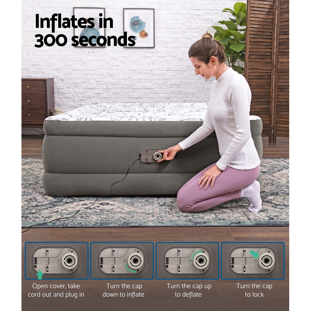 Bestway Air Mattress Queen Inflatable Bed 56cm Airbed Grey - Image 6
