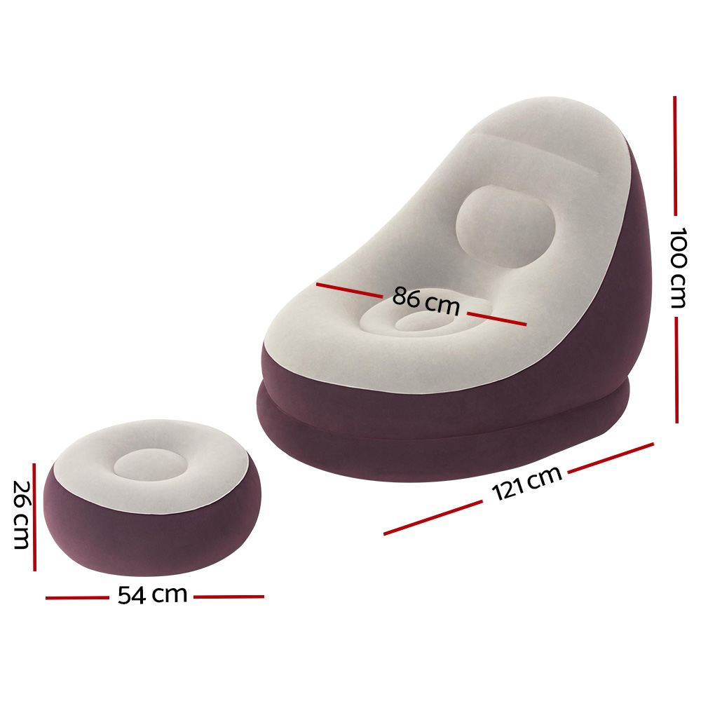 Bestway Inflatable Air Chair Seat Couch Lazy Sofa Lounge Ottoman Purple/Blue - Image 2