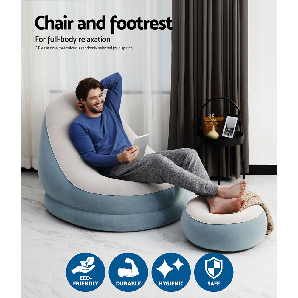 Bestway Inflatable Air Chair Seat Couch Lazy Sofa Lounge Ottoman Purple/Blue - Image 5