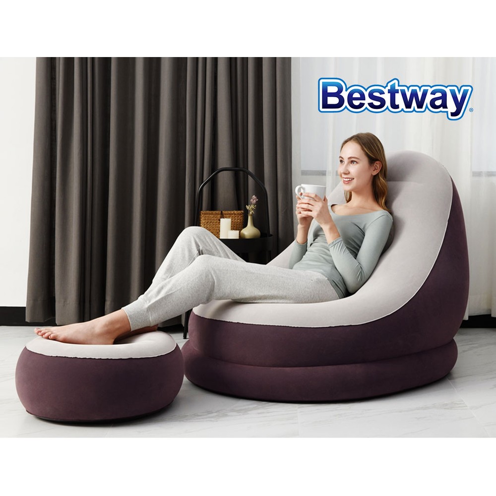 Bestway Inflatable Air Chair Seat Couch Lazy Sofa Lounge Ottoman Purple/Blue - Image 7