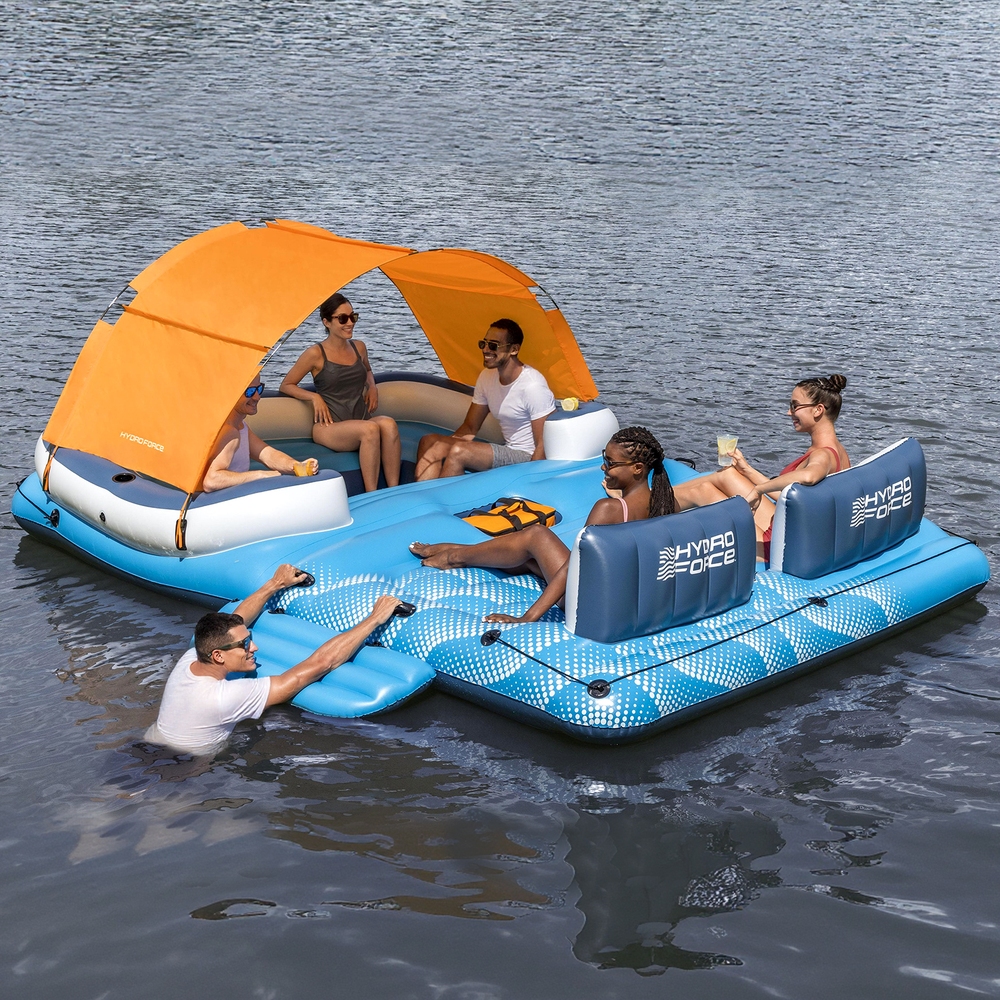 Bestway Pool Float Island Inflatable Lounge 6-person Raft Seat Canopy - Image 7