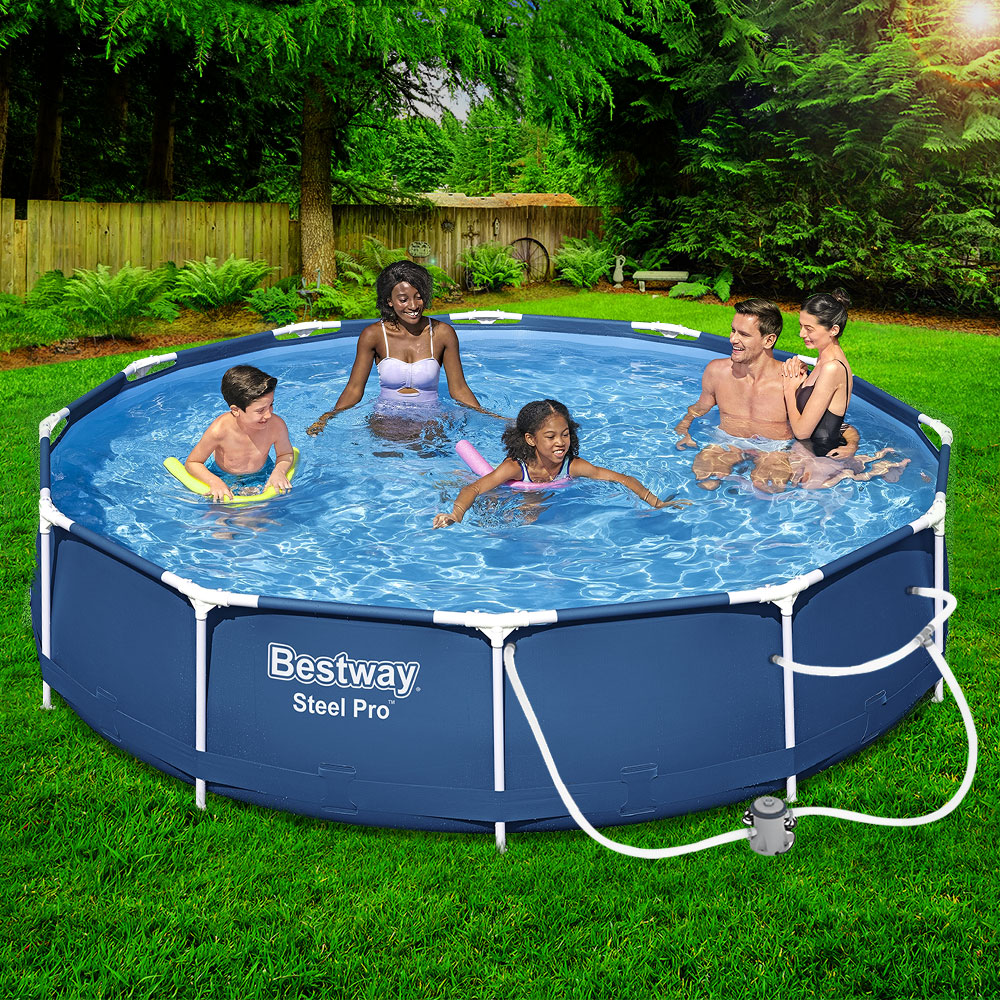 Bestway Swimming Pool 366x76cm Steel Frame Round Above Ground Pools w/ Filter Pump 6473L - Image 8