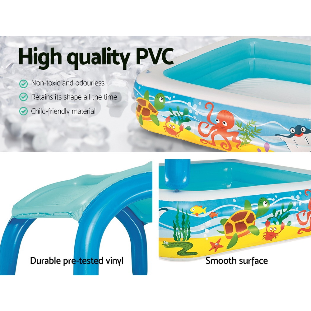 Bestway Kids Pool 140x140x114cm Inflatable Swimming w/ Canopy Play Pools 265L - Image 5