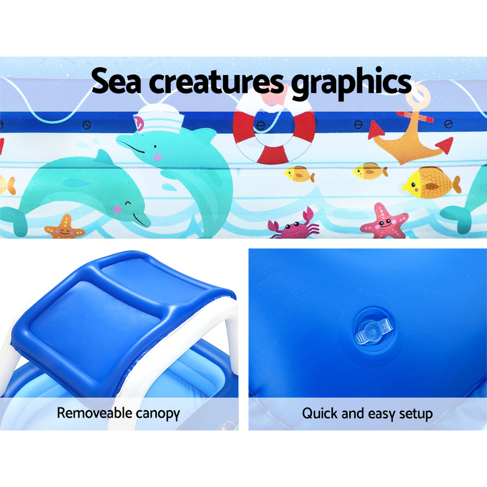 Bestway Kids Pool 213x155x132cm Inflatable Swimming w/ Canopy Play Pools 282L - Image 6