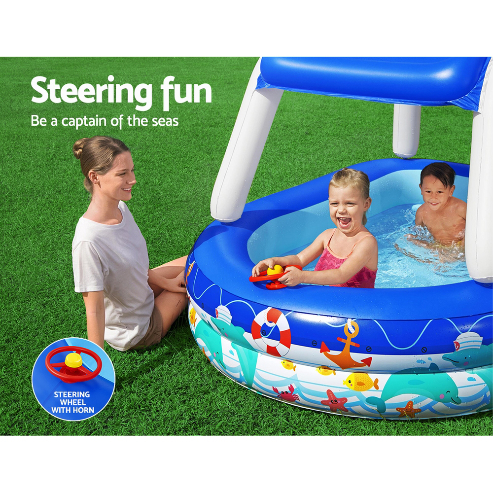 Bestway Kids Pool 213x155x132cm Inflatable Swimming w/ Canopy Play Pools 282L - Image 7