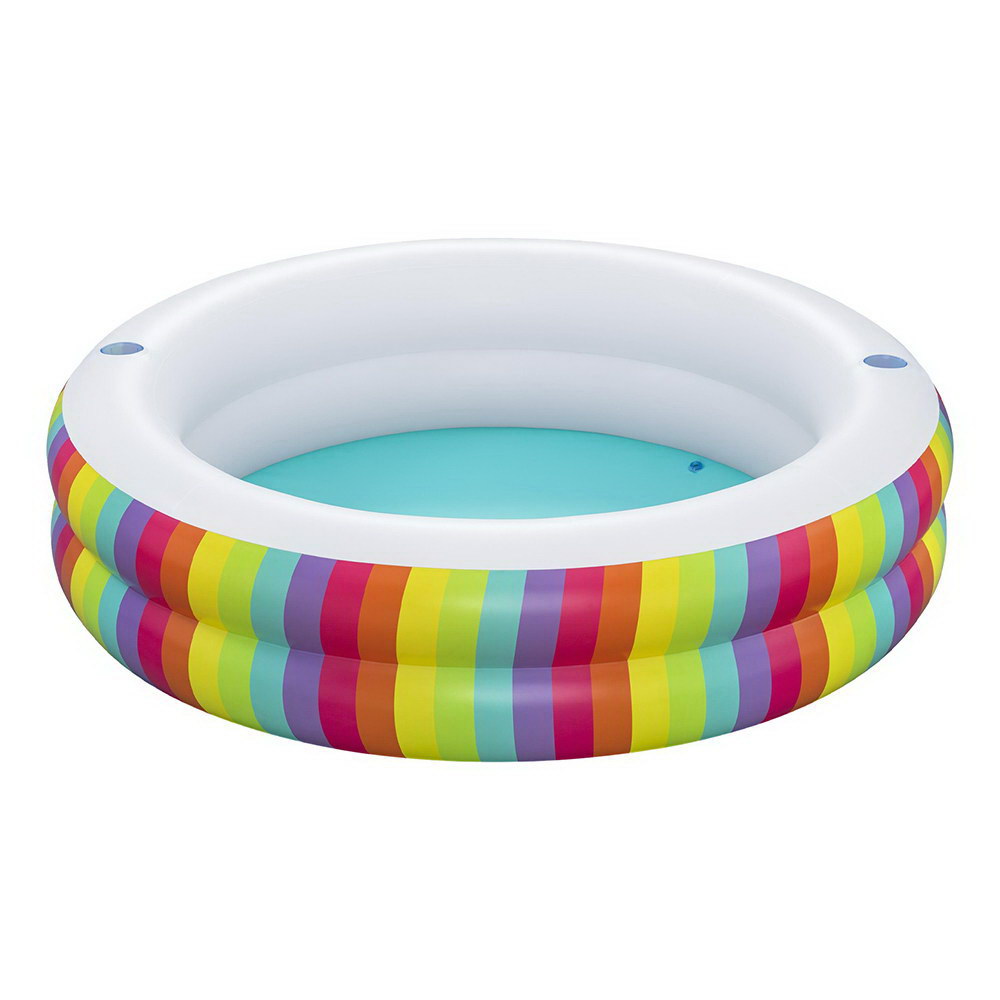 Bestway Kids Inflatable Round Pool Above Ground Cup Holder Rainbow 206x206x51cm - Image 1