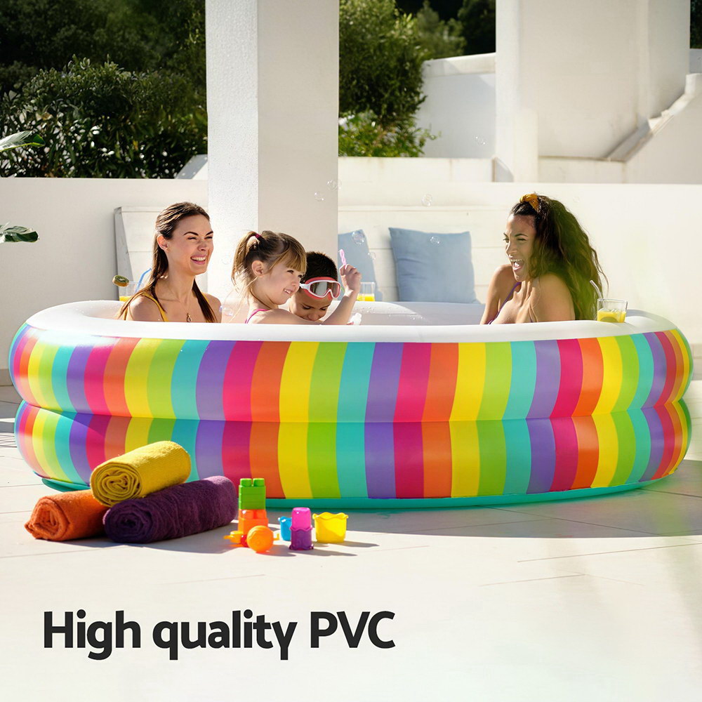 Bestway Kids Inflatable Round Pool Above Ground Cup Holder Rainbow 206x206x51cm - Image 4