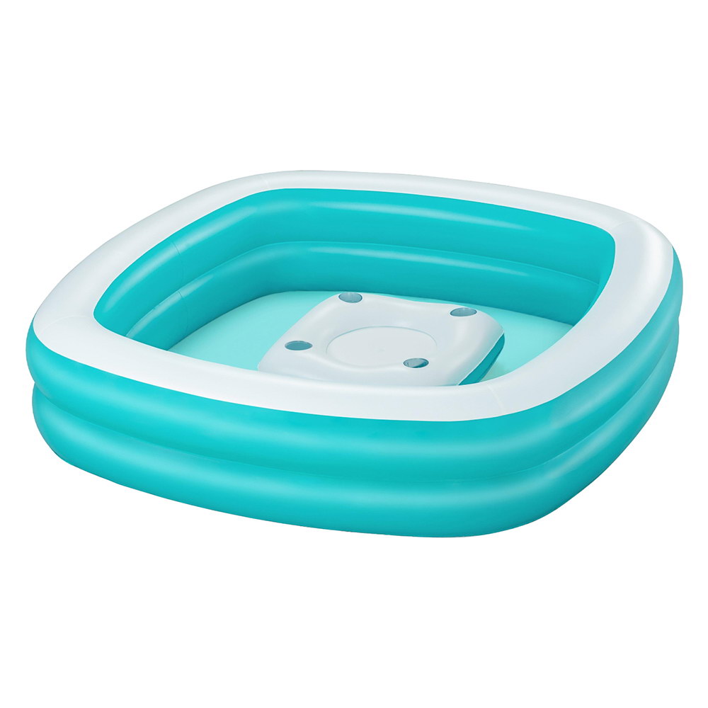 Bestway Kids Inflatable Family Pool with Center Console Cup Holder 218x218x48cm - Image 1