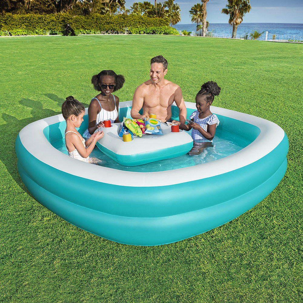 Bestway Kids Inflatable Family Pool with Center Console Cup Holder 218x218x48cm - Image 7