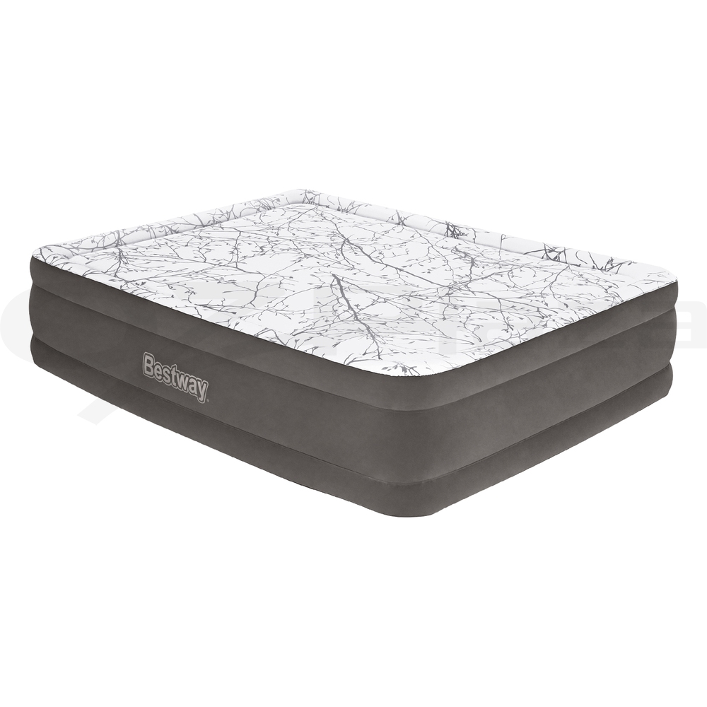 Bestway Air Mattress Queen Inflatable Bed 46cm Airbed Decorated Surface Grey - Image 1