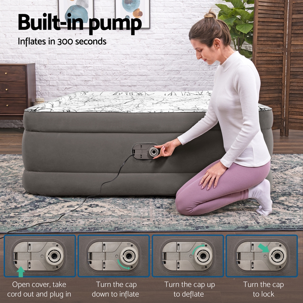 Bestway Air Mattress Queen Inflatable Bed 46cm Airbed Decorated Surface Grey - Image 6