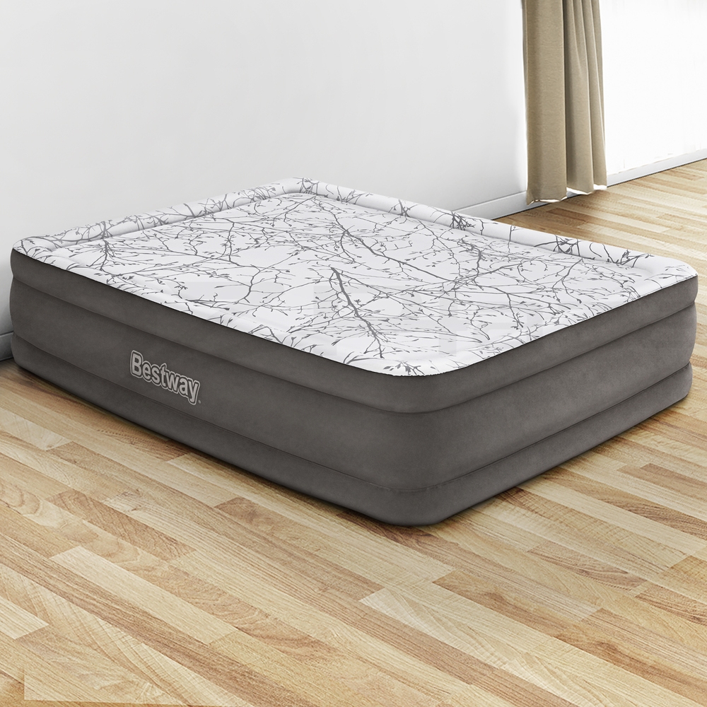 Bestway Air Mattress Queen Inflatable Bed 46cm Airbed Decorated Surface Grey - Image 7