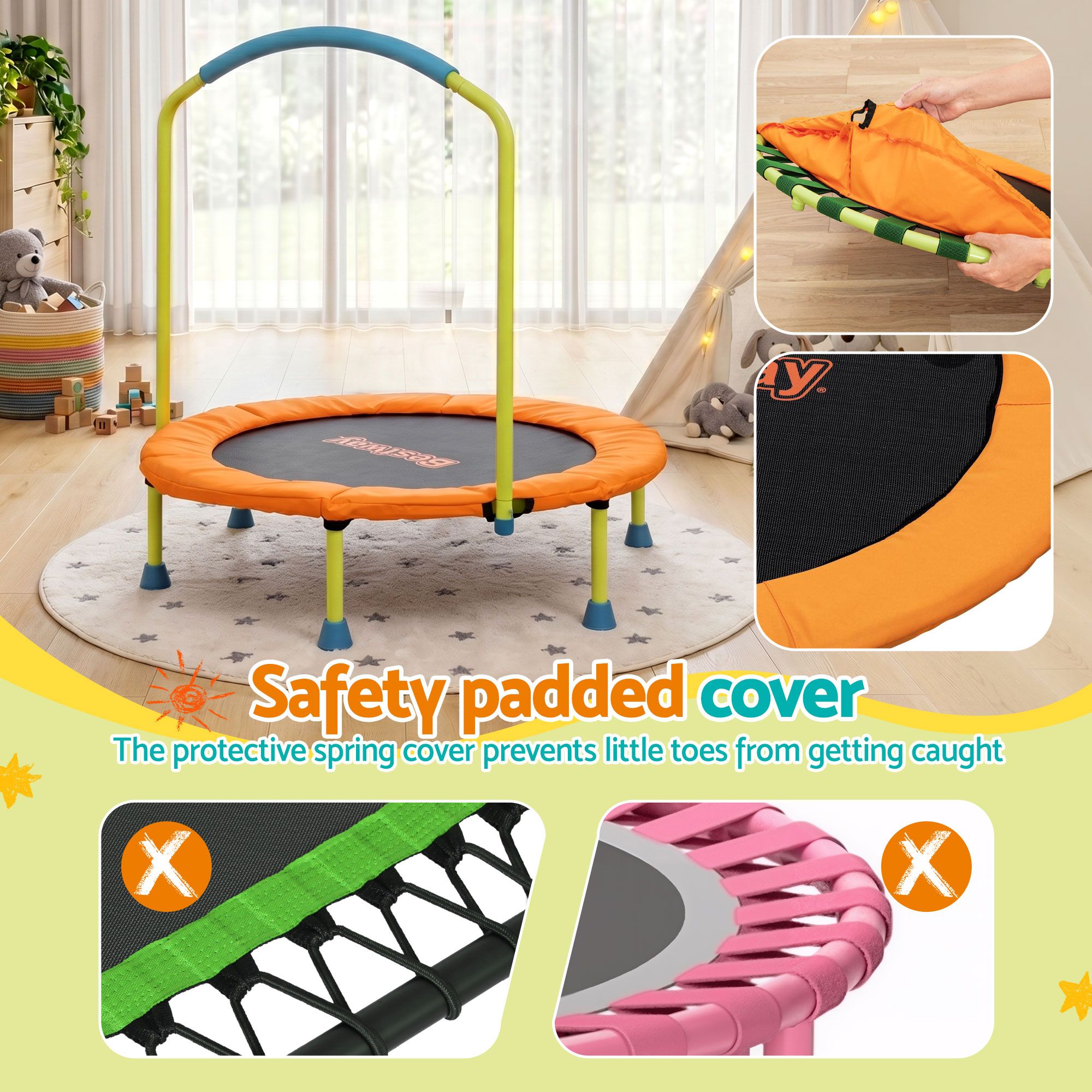 Bestway 36inch Kids Trampoline Foldable Rebounder Fitness for Ages 3+ Orange - Image 5