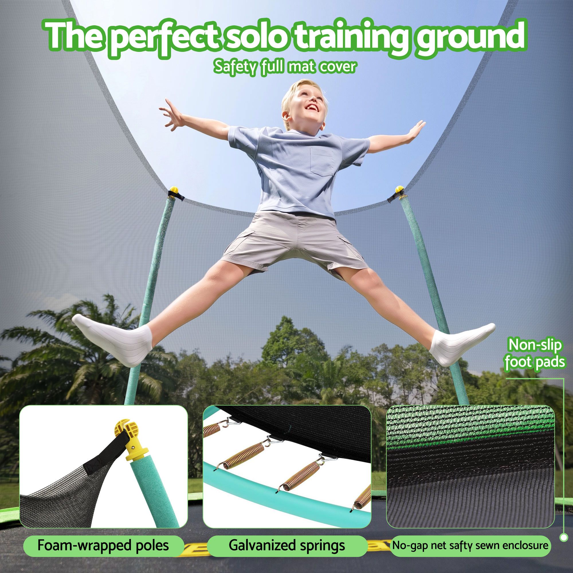 Bestway 8ft Trampoline Kids Rebounder Safety Net Enclosure Outdoor Fitness 2.44m for Ages 6+ - Image 5