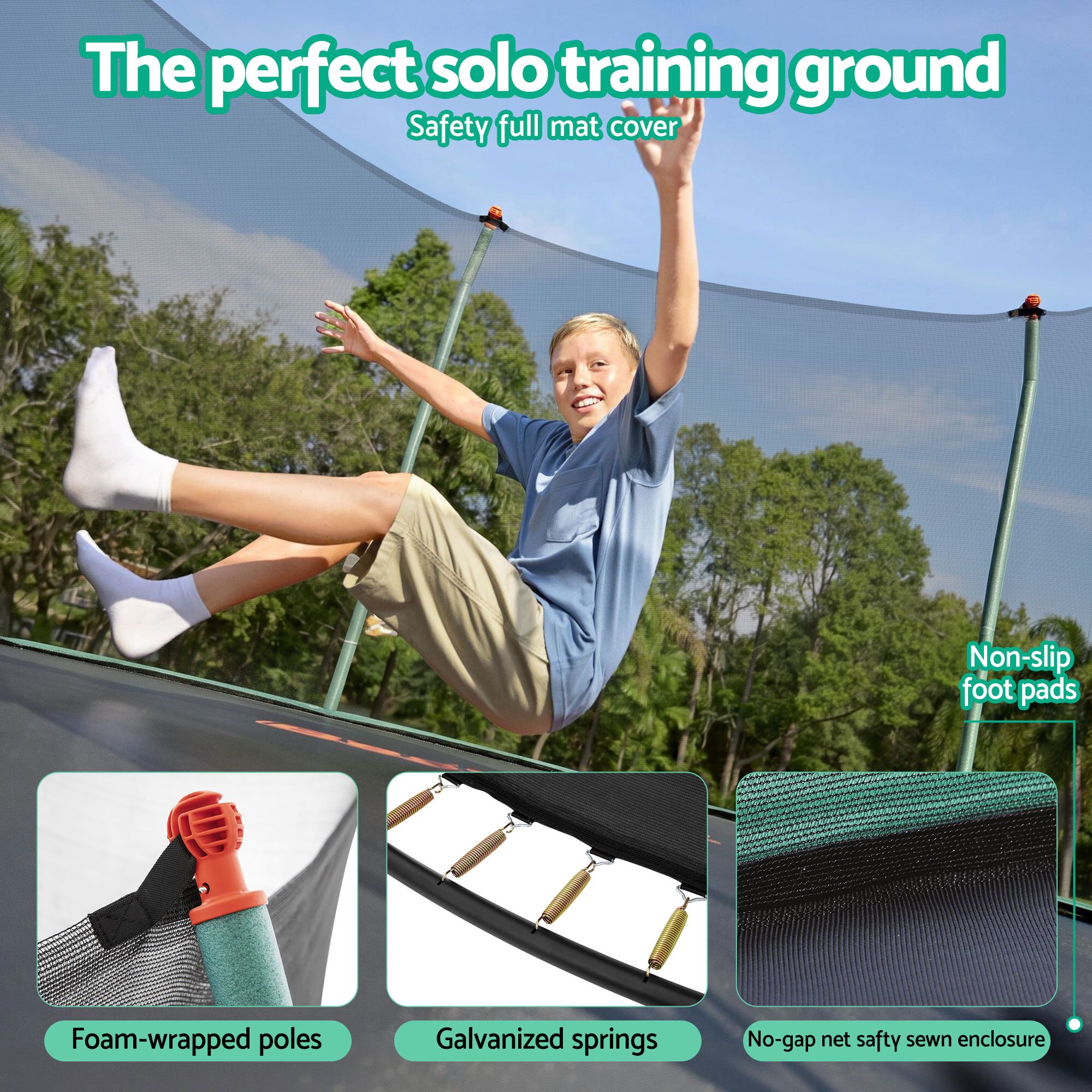 Bestway 14ft Trampoline Kids Rebounder Safety Net Enclosure Outdoor Fitness 4.27m for Ages 6+ - Image 5