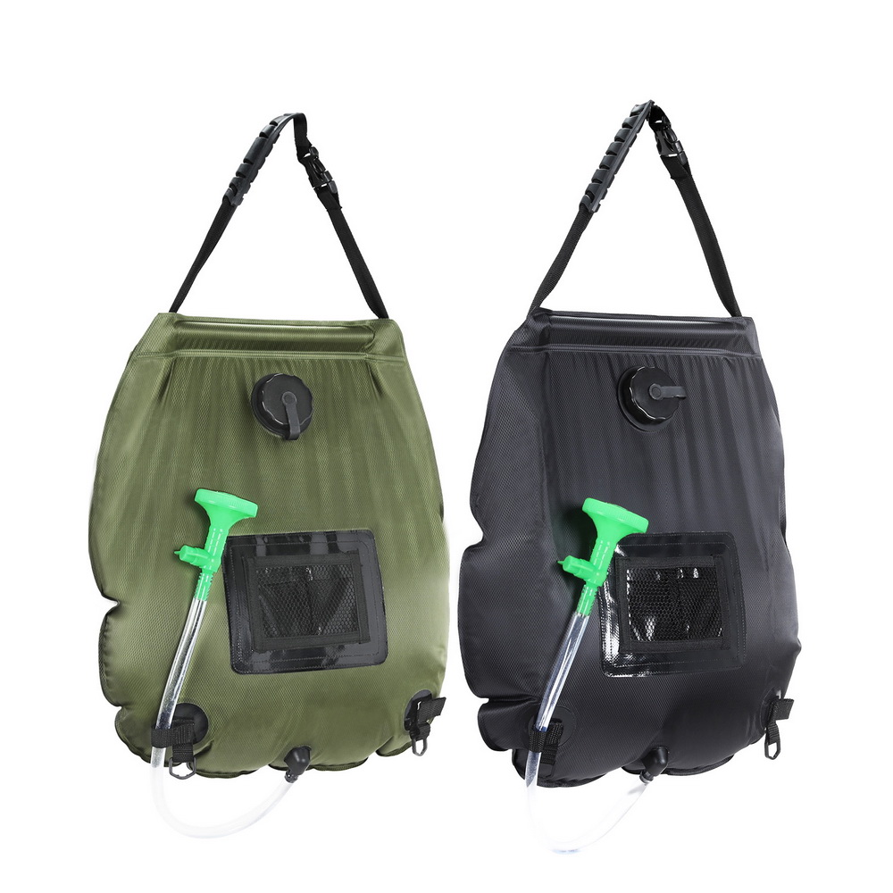 Weisshorn Camping Shower Bag 20L Set of 2 Portable Green Black - Image 1