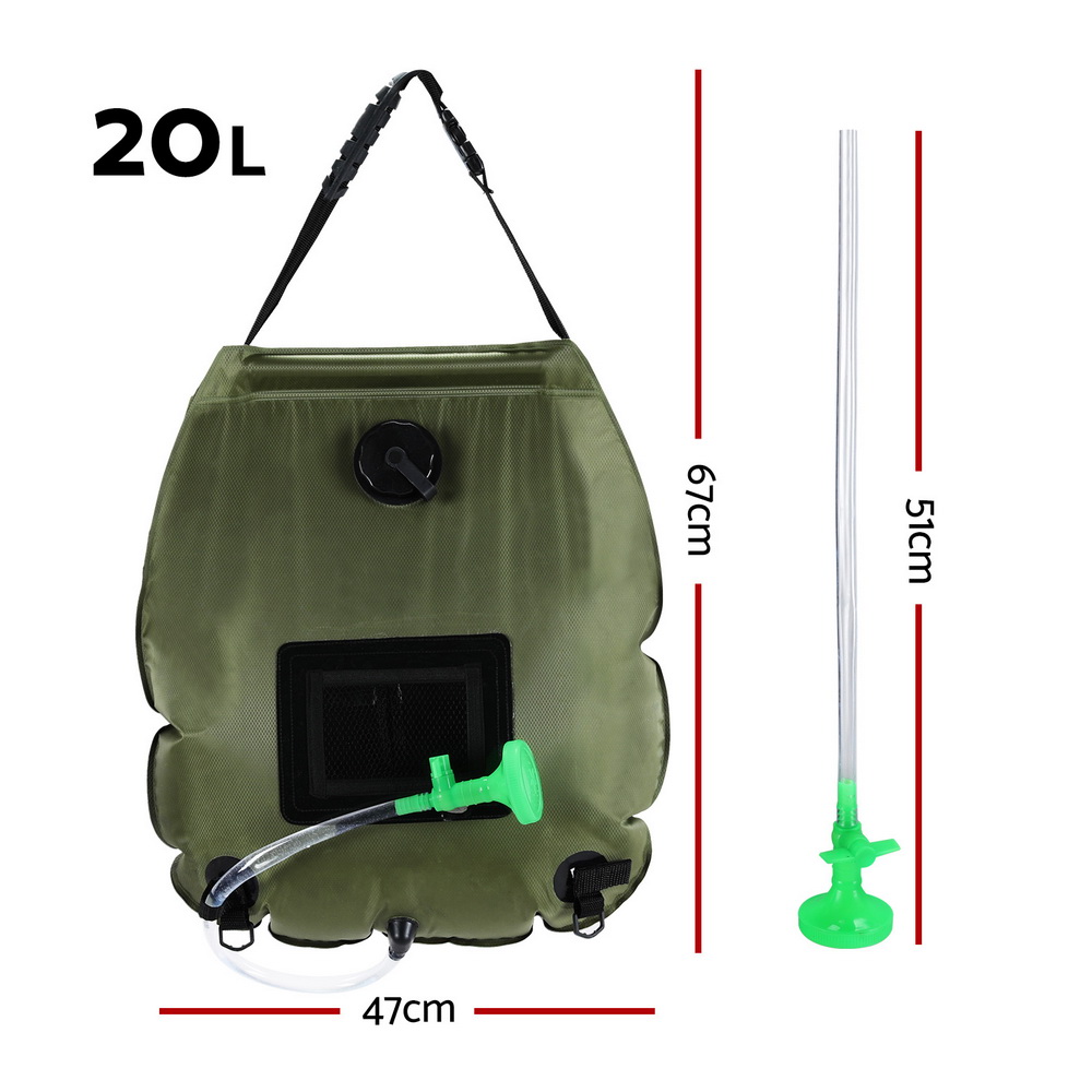 Weisshorn Camping Shower Bag 20L Set of 2 Portable Green Black - Image 2