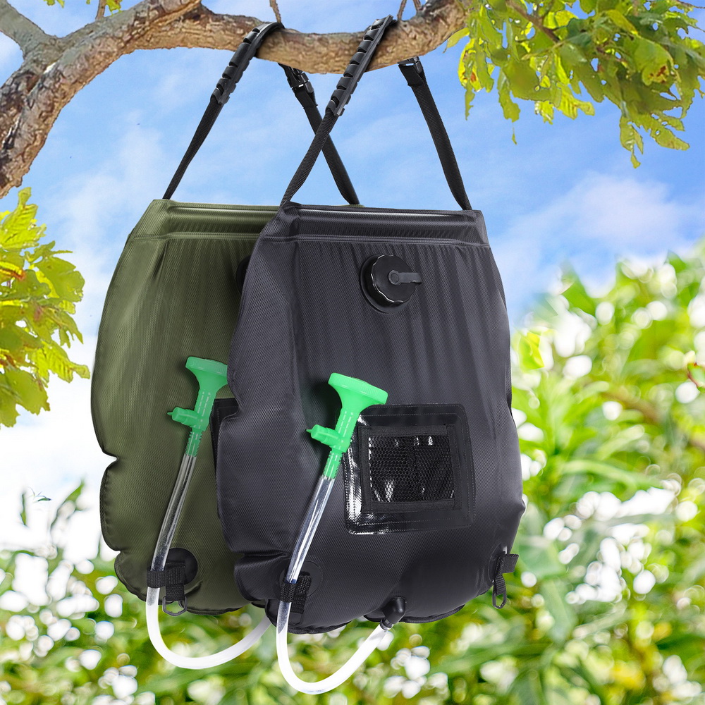 Weisshorn Camping Shower Bag 20L Set of 2 Portable Green Black - Image 5