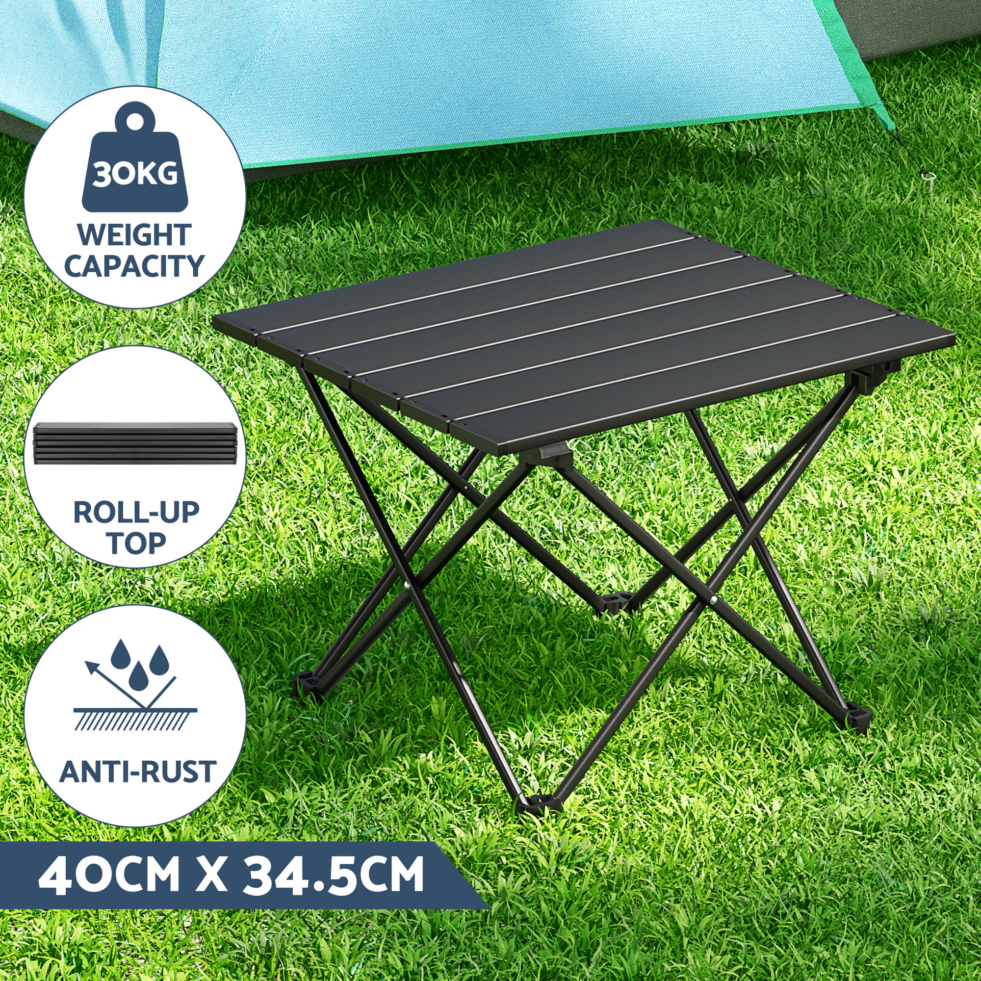 Weisshorn 3pc Camping Table Chair Set Outdoor Folding Aluminium Portable Picnic - Image 7