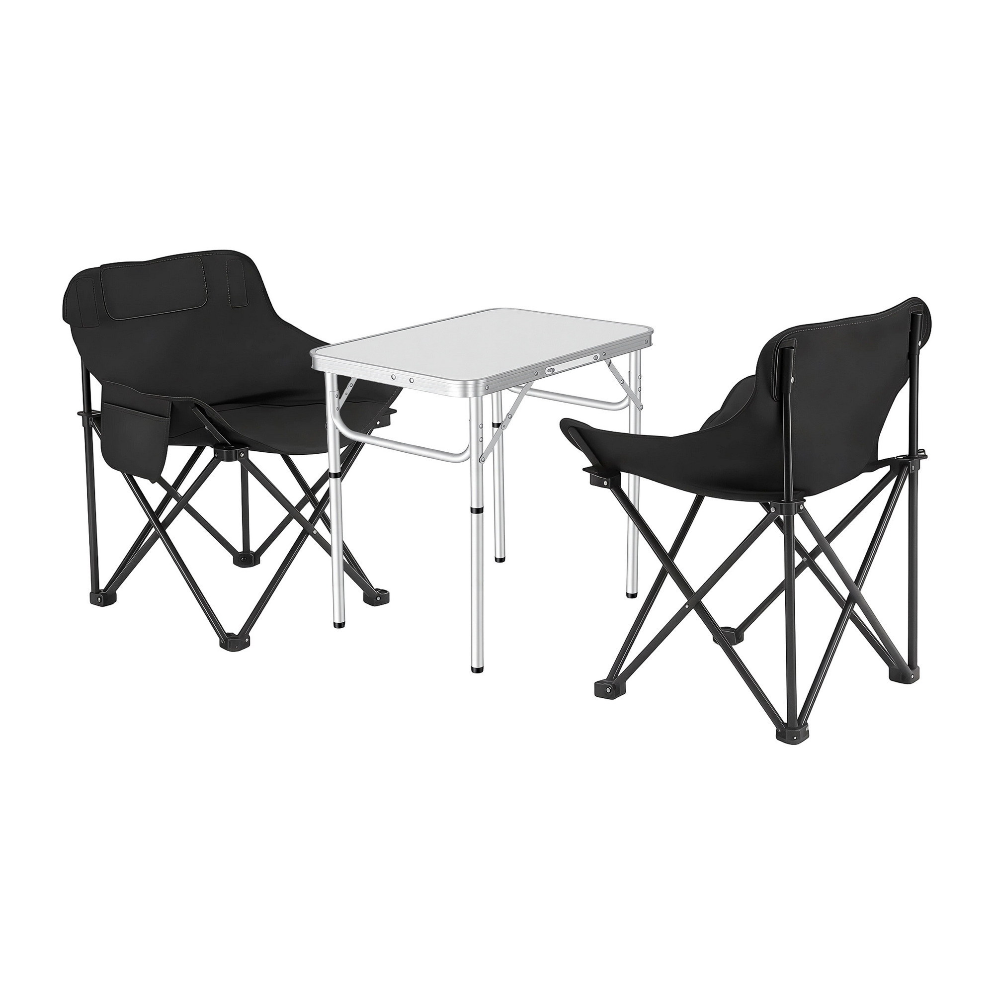 Weisshorn 3pc Camping Table Chair Set Outdoor Folding Aluminium Portable Picnic - Image 1
