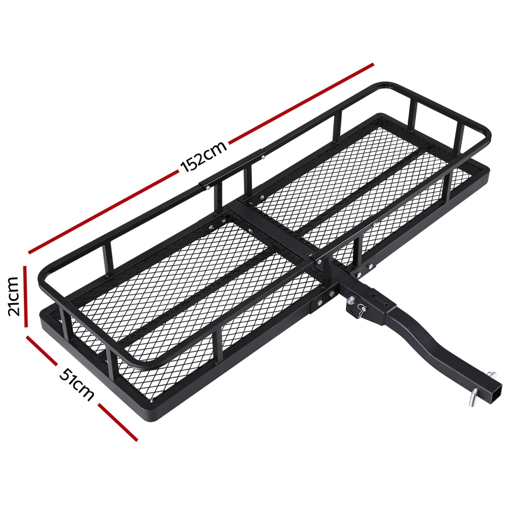 Giantz Universal Car Roof Rack Foldable Hitch Basket Cargo Carrier 152cm Black - Image 2