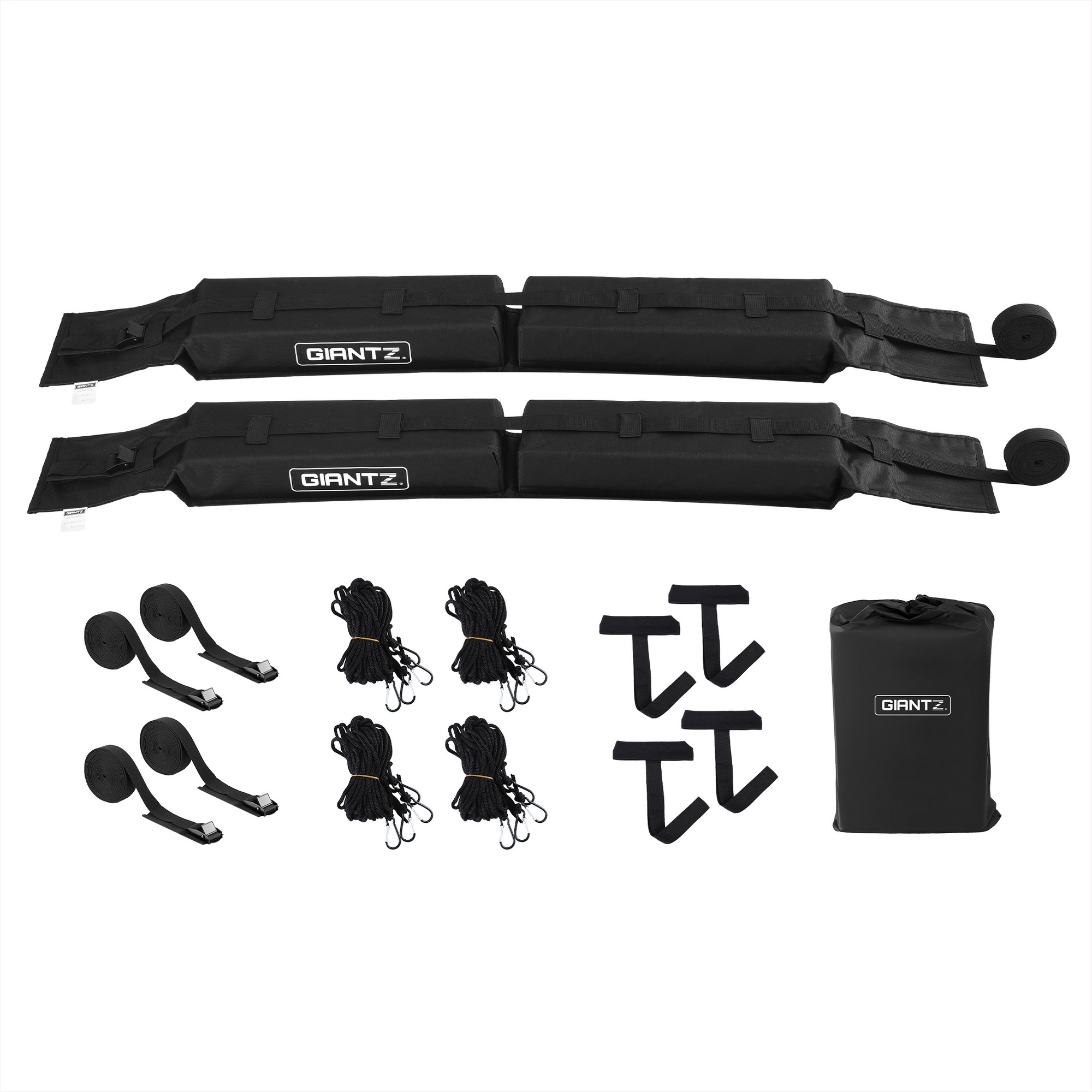 GIANTZ Kayak Roof Rack for Car, Universal Soft Roof Rack Pads for Surfboard SUP Canoe, Roof Bars for SUV Sedan without Side Rails, Portable Cross Bars with 4.5m Tie Down Straps & Ropes, 80kg Capacity - Image 3