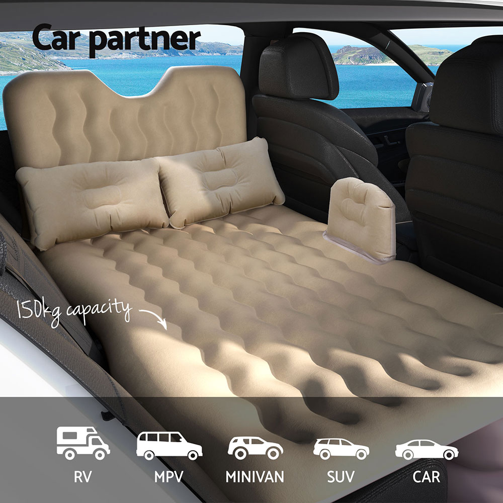 Weisshorn Car Mattress 176x80 Inflatable SUV Back Seat Camping Bed Beige - Image 4