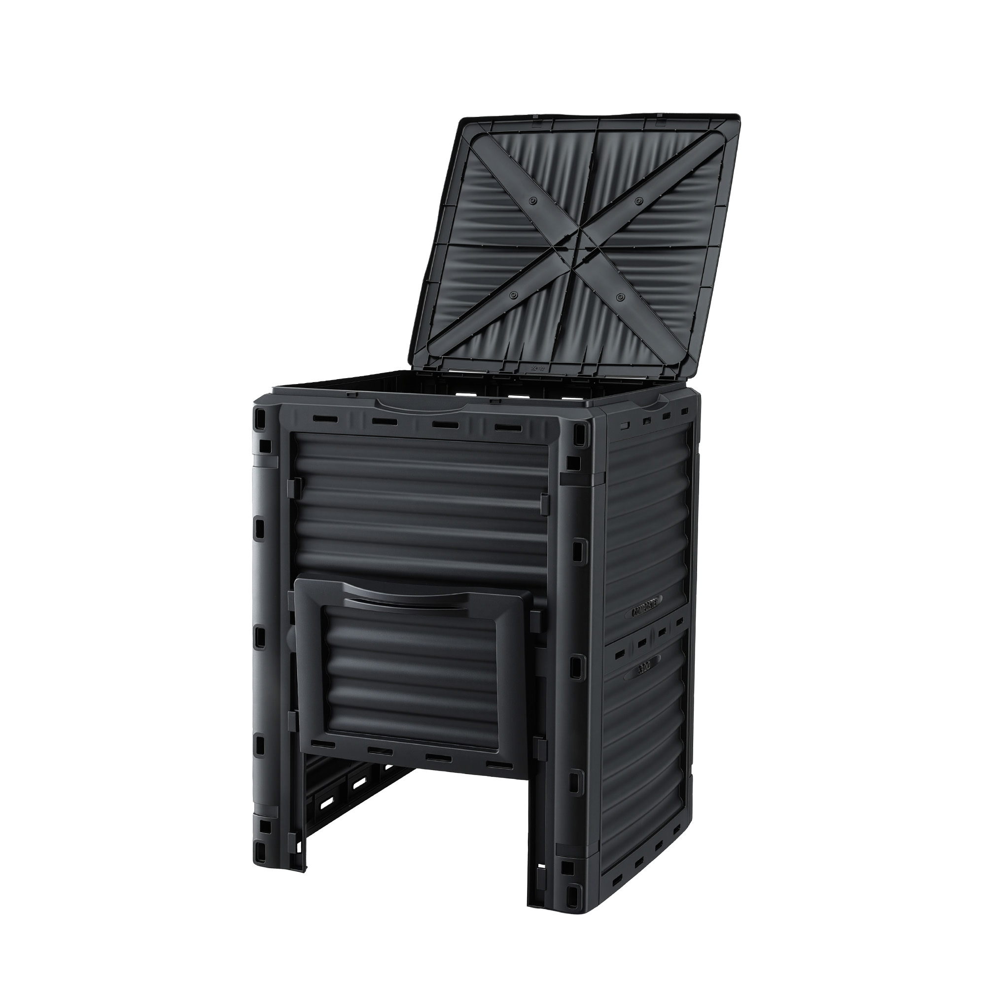 Gardeon Compost Bin 300L Heavy-Duty Black Outdoor Composter with Top Lid Bottom Door - Image 8