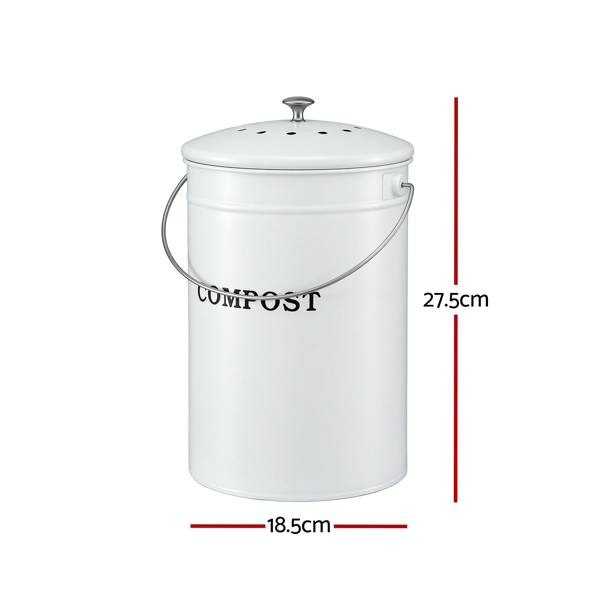 Gardeon Compost Bin Kitchen Compost Caddy Food Waste Bin Bench White - Image 2